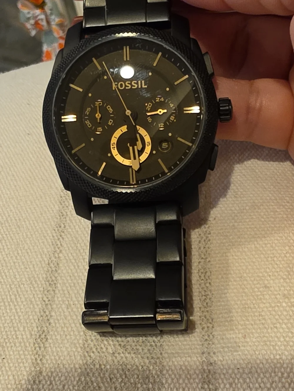 Fossil Black and Gold Chronograph Bracelet Watch